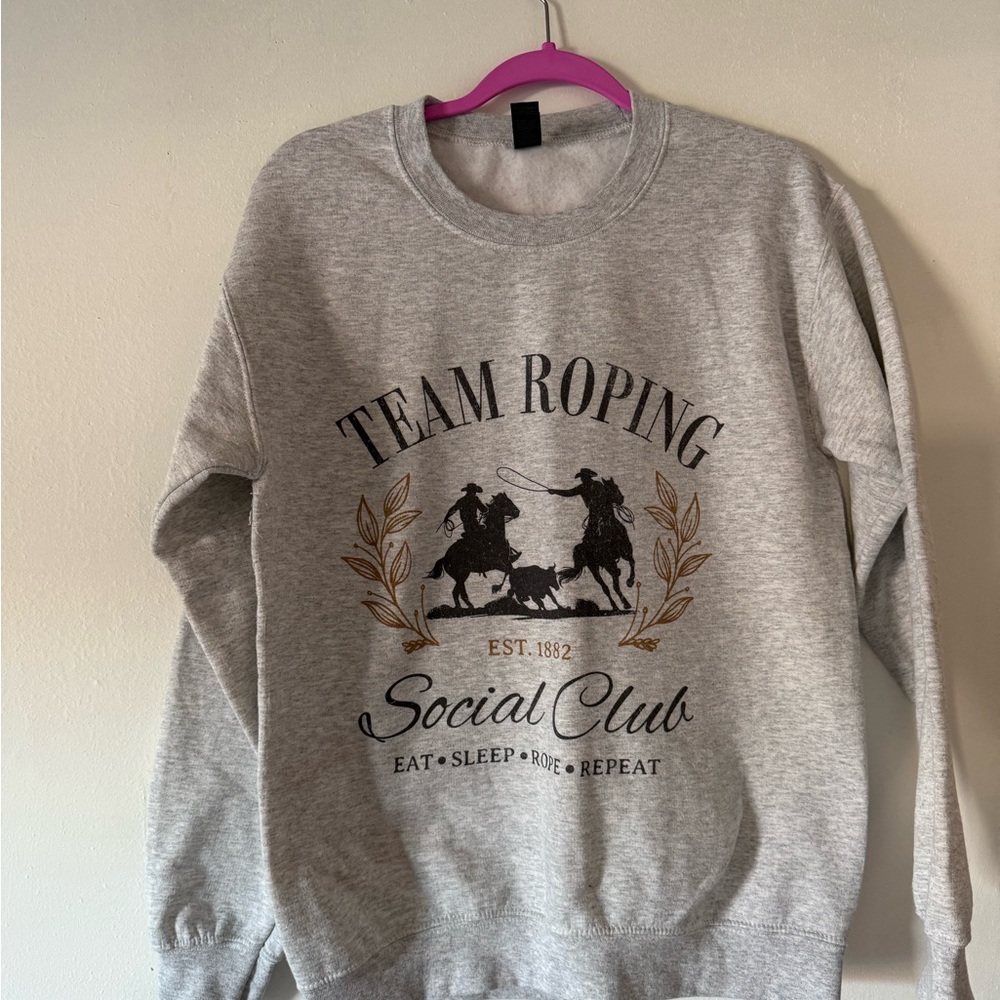 Gray Team Roping Social Club Men's Sweater